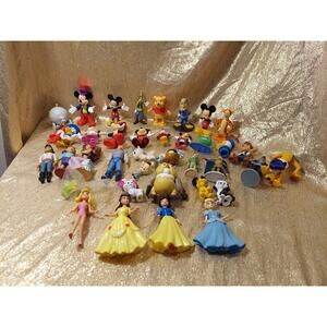 Lot Of 38 Disney Figures Toys Cake Toppers Mickey Minnie Pooh Tigger Princess